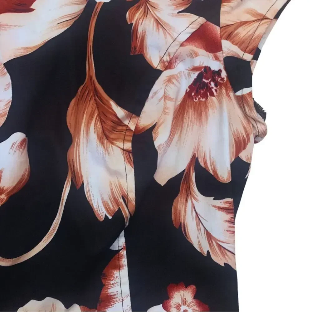 Bebe Peplum Top Dark Floral Cutout Black Pink Feminine Romantic Coquette Retro - Picture 6 of 11